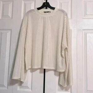 Iconic cream long sleeve top shirt blouse size Large